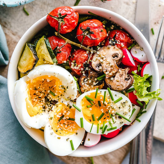 Roasted Veggie Breakfast Salad w/ Boiled Eggs - TRANSFORM by Fitaz