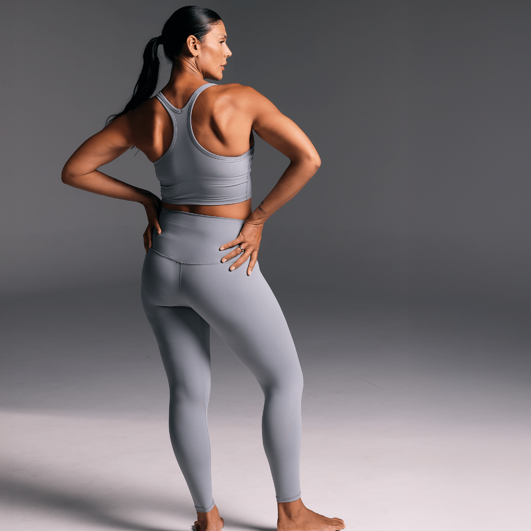 Elevate High Waist Tights in Sky Gray - sculpting full-length leggings - Transform by FitazFK