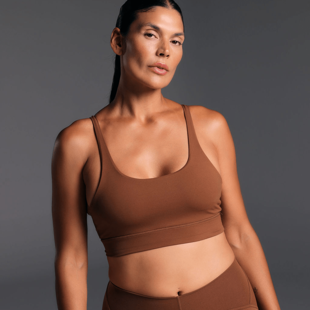Flow Sculpted Crop in Cinnamon - V-back design activewear sports bra - Transform by FitazFK