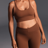 Flow Sculpted Tights Cinnamon front view - seam-detailed full-length tights - Transform by FitazFK