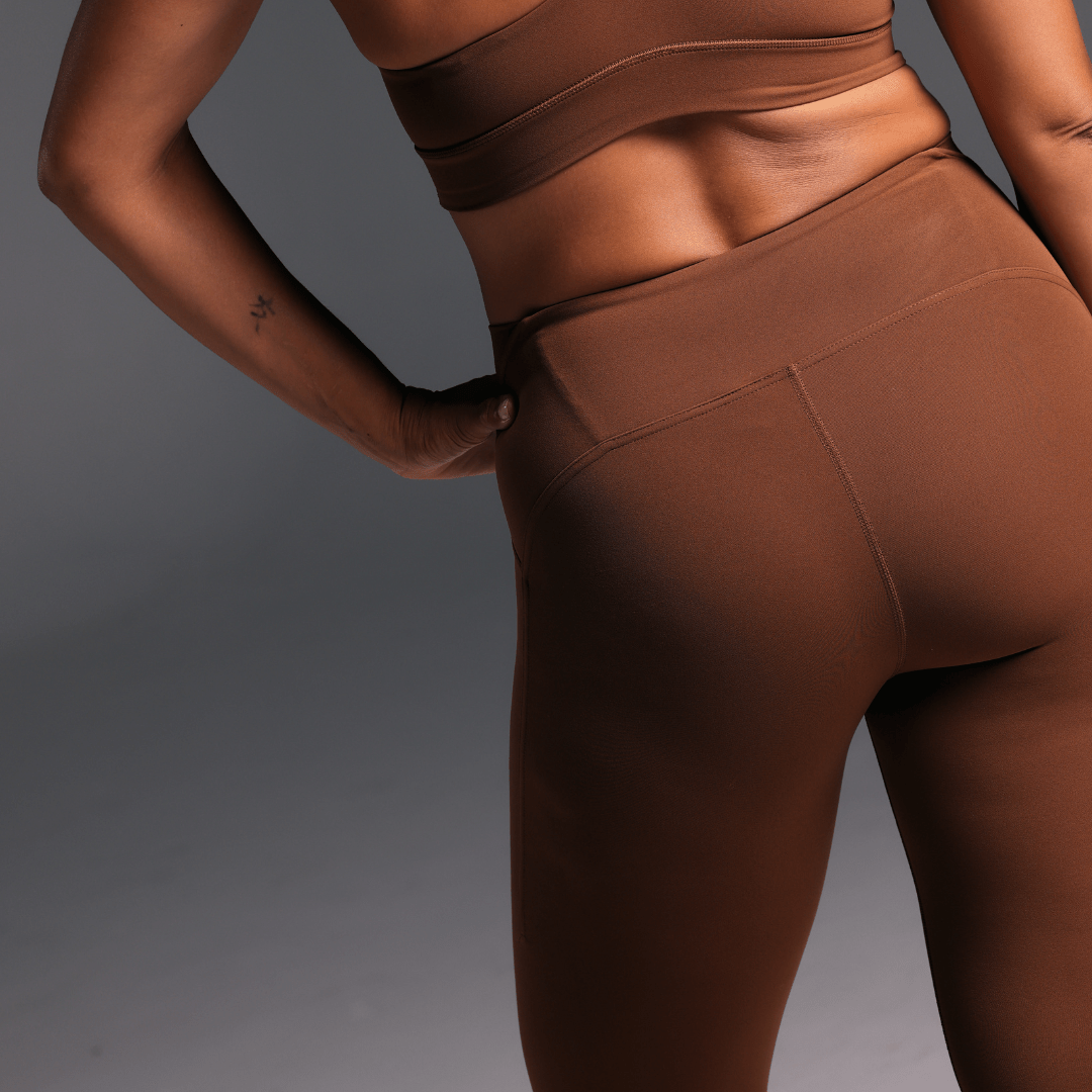 Flow Sculpted Tights in Cinnamon - scoop-cut waistband sculpting leggings - Transform by FitazFK