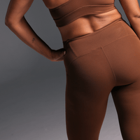Flow Sculpted Tights in Cinnamon - scoop-cut waistband sculpting leggings - Transform by FitazFK