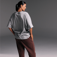 Collegiate Tee Grey Marle front view - oversized cotton jersey activewear tee - Transform by FitazFK