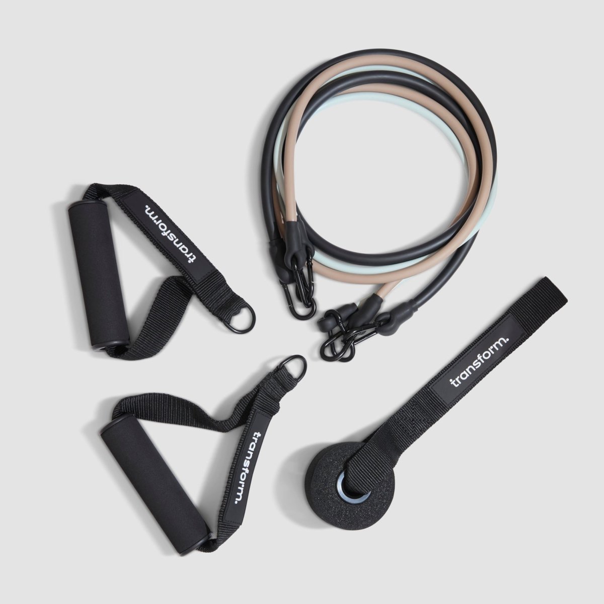 TRANSFORM equipment bundle flat lay - resistance bands and training accessories - Transform by FitazFK