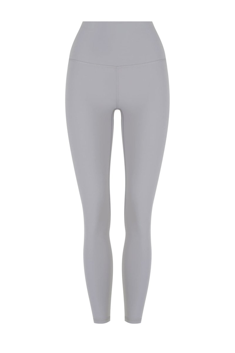 Elevate High Waist Tights Sky Gray side view - moderate compression seamless tights - Transform by FitazFK