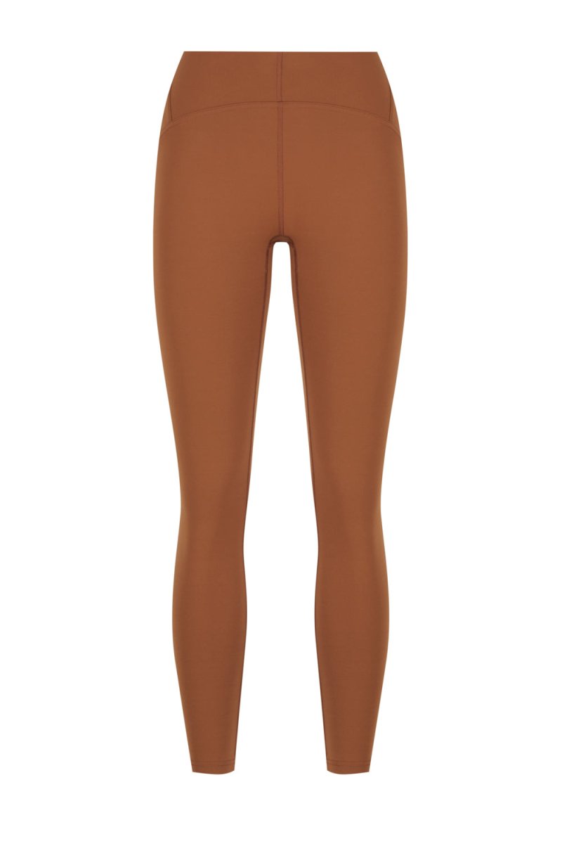 Flow Sculpted Tights Cinnamon back view - hidden waistband pocket and Sculpt fabric - Transform by FitazFK