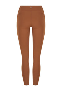 Flow Sculpted Tights Cinnamon detail - scoop cut waist and outer leg seaming - Transform by FitazFK
