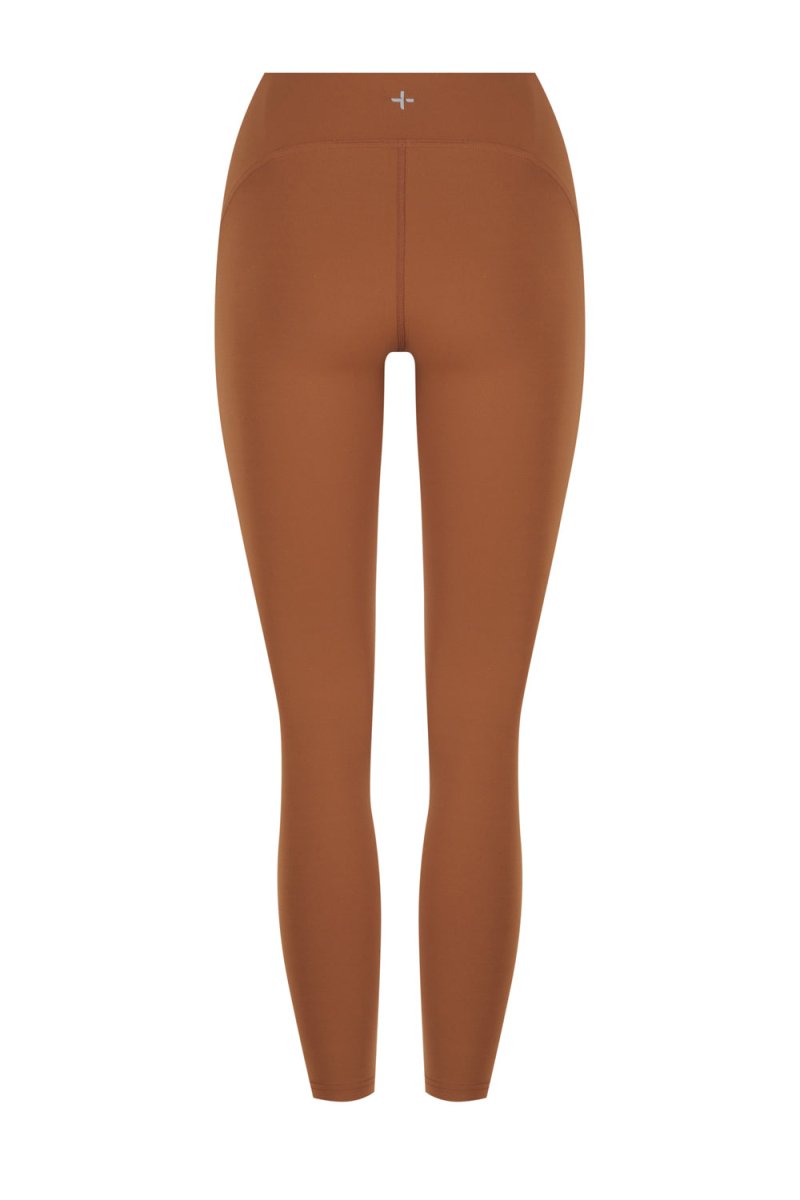 Flow Sculpted Tights Cinnamon detail - scoop cut waist and outer leg seaming - Transform by FitazFK