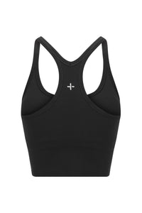 Elevate Racer Back Crop Black detail - scoop neckline and supportive fit - Transform by FitazFK