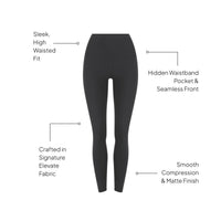 Elevate High Waist Tights Black front view - high-waisted seamless leggings - Transform by FitazFK