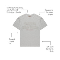 Collegiate Tee Grey Marle side view - collegiate-inspired relaxed fit top - Transform by FitazFK