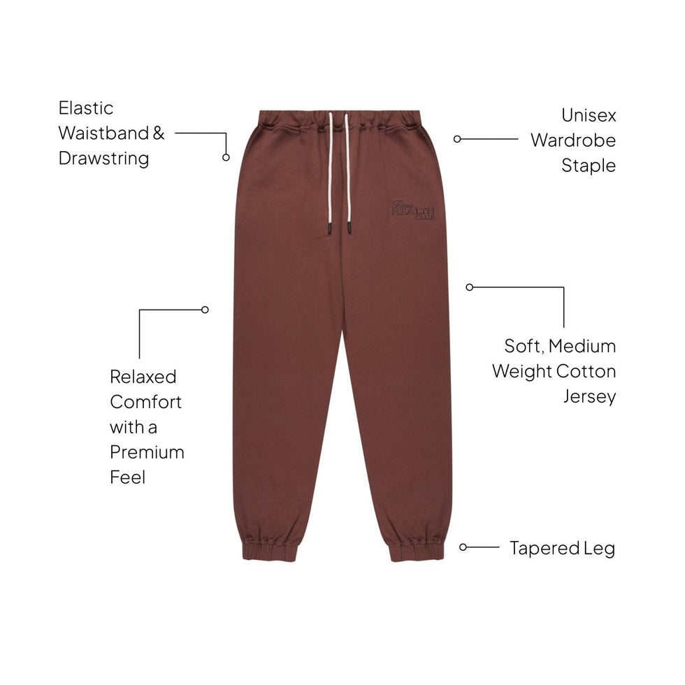 Health Club Pant Cacao side view - adjustable drawstring and relaxed silhouette - Transform by FitazFK